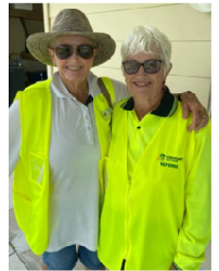 Beth Parker and Dot Davidson in referees' hi-vis yellow