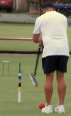 Shane Davis lining up for his winning shot at the Steve Jones Cup final