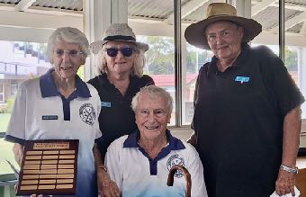 Sue Bryan and Jenny Charnock with Paul and Sandra Reynolds at the trophy presentation