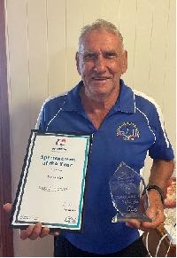 Steve Kele with his Sportsperson of the Year award at the Rockhampton Australia Day Awards