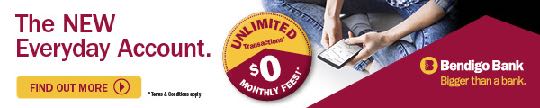 Bendigo Bank — The NEW Everyday Account, unlimited $0 monthly fees